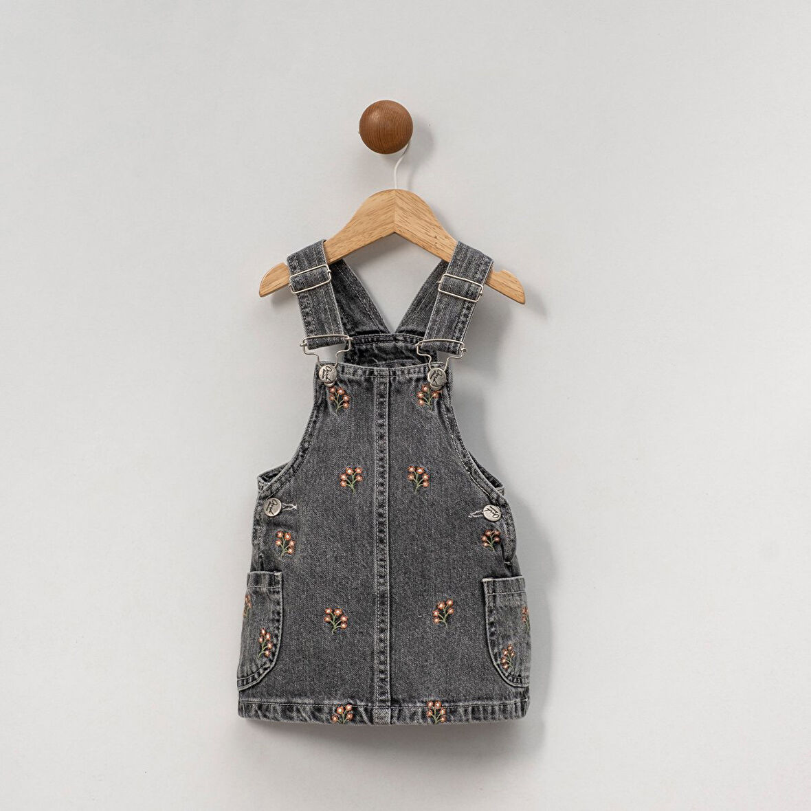 Kız Çocuk Çiçek Nakışlı Kot Jile