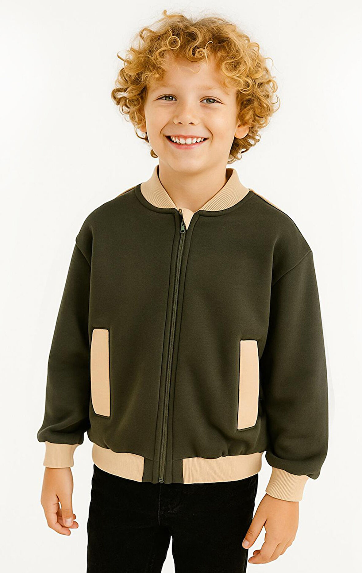 Erkek Çocuk 3iplik  Şardonlu Kışlık Uzun Kollu Fermuarlı Hırka