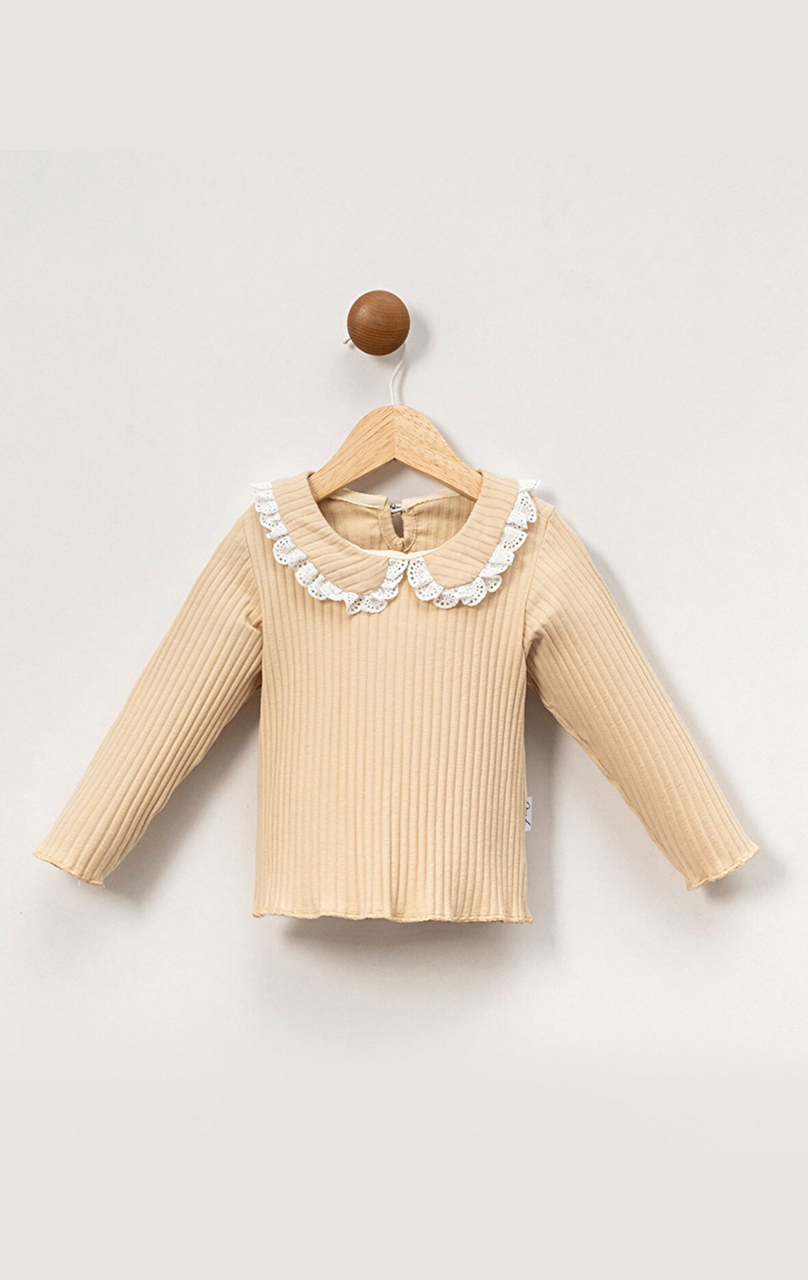 Fitilli Bebe Yaka Pamuklu Uzun Kol Kız Çocuk Sweatshirt