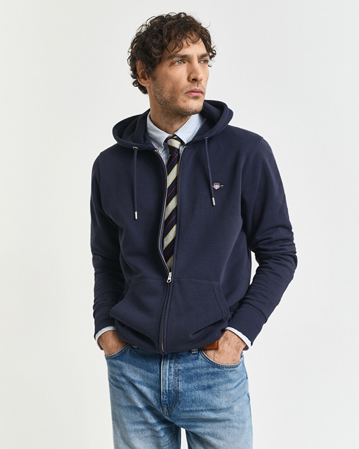 GANT Erkek Lacivert Regular Fit Fermuarlı Sweatshirt