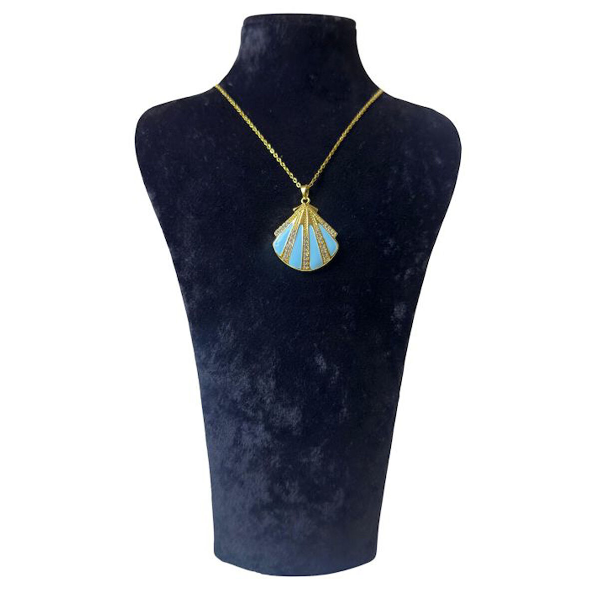 Uretti - Melik 9215 Mineli ve Taşlı Midye Model Çelik Kolye