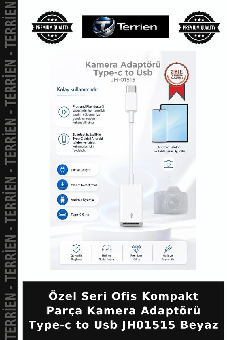 Özel Seri Ofis Kompakt Parça Kamera Adaptörü Type-c to Usb JH01515 Beyaz