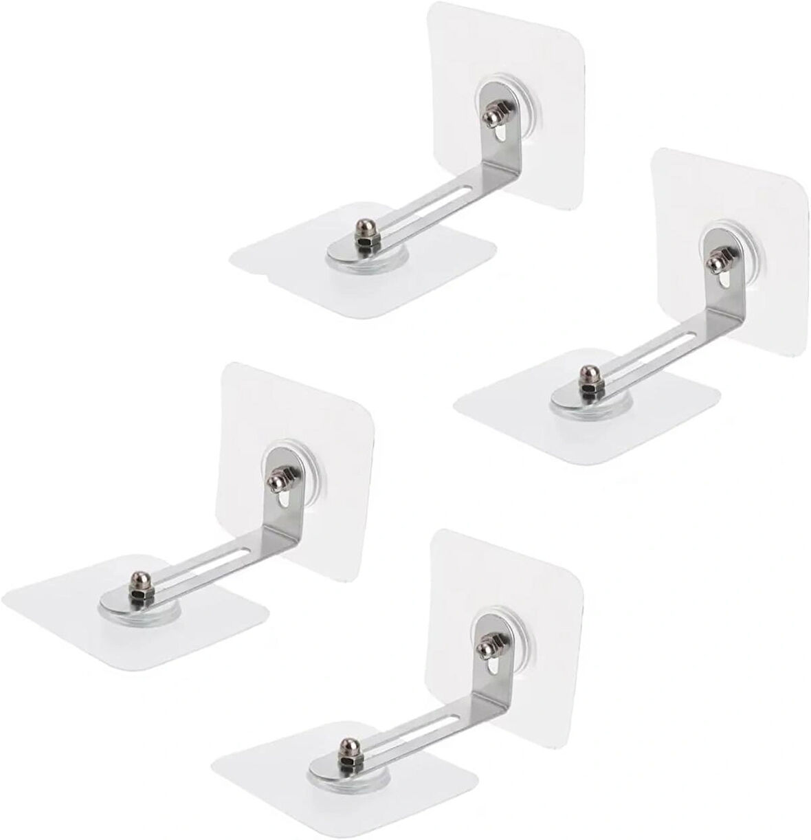 Microcase Güçlü Plastik Yapışkanlı Paslanmaz Şeffaf Çok Amaçlı Fonksiyonel Ayarlanabilir Dolap Raf Eşya Sabitleme Aparatı 4 Adet - ŞEFFAF AL5019