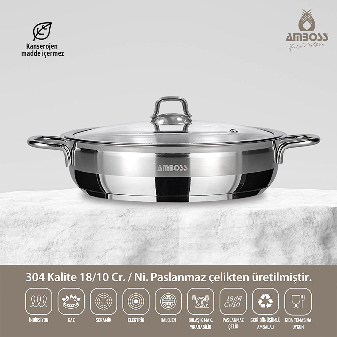 SAPHİRE SAPHİRE 30X09 BASIK TENCERE CAM KAPAK