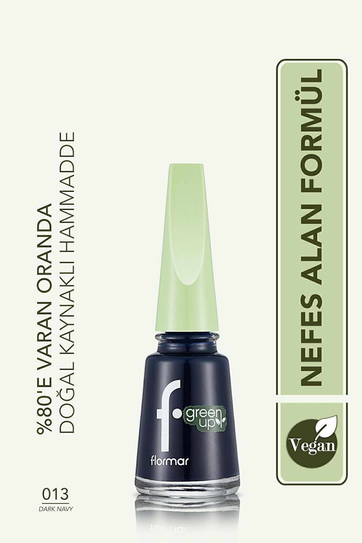 Flormar Parlak Bitişli Nefes Alabilen Vegan Oje-green Up Nail Enamel-013 Dark Navy-4251903324106