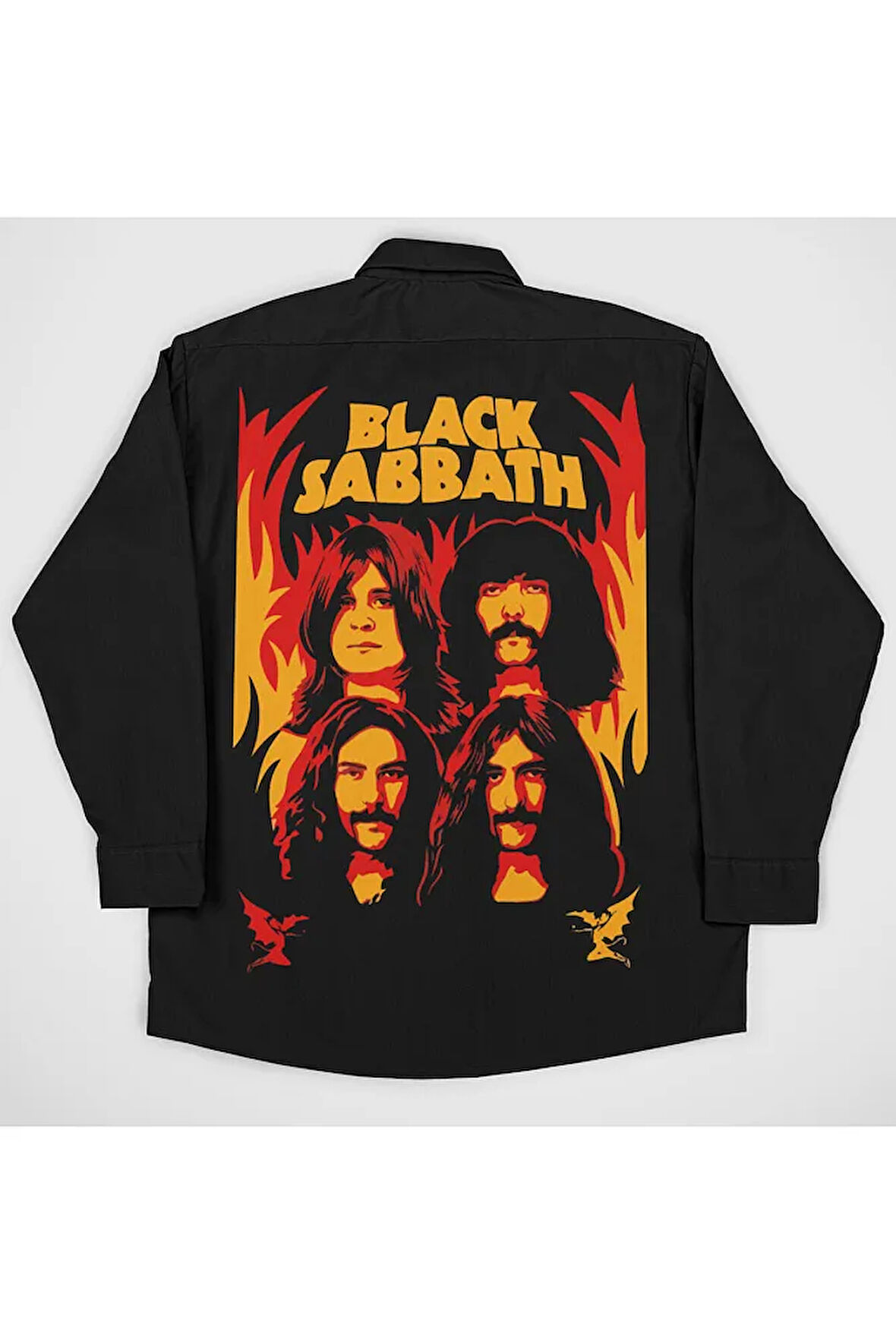 Black Sabbath Müzik Grubu Baskılı Unisex Rock Metal Cepli Gömlek