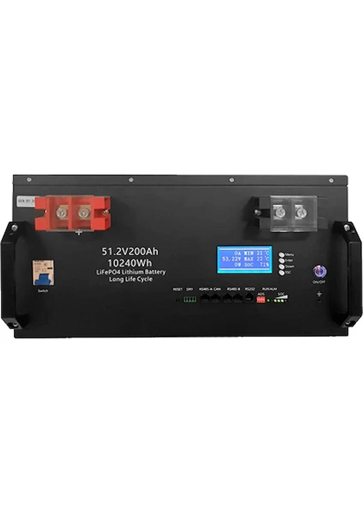 51.2V 200AH Lifepo4 Batarya + Ekran + Bluetooth + Haberleşme Rs Can 6000 Döngü ( 48V Sistem) Unisun Enerji