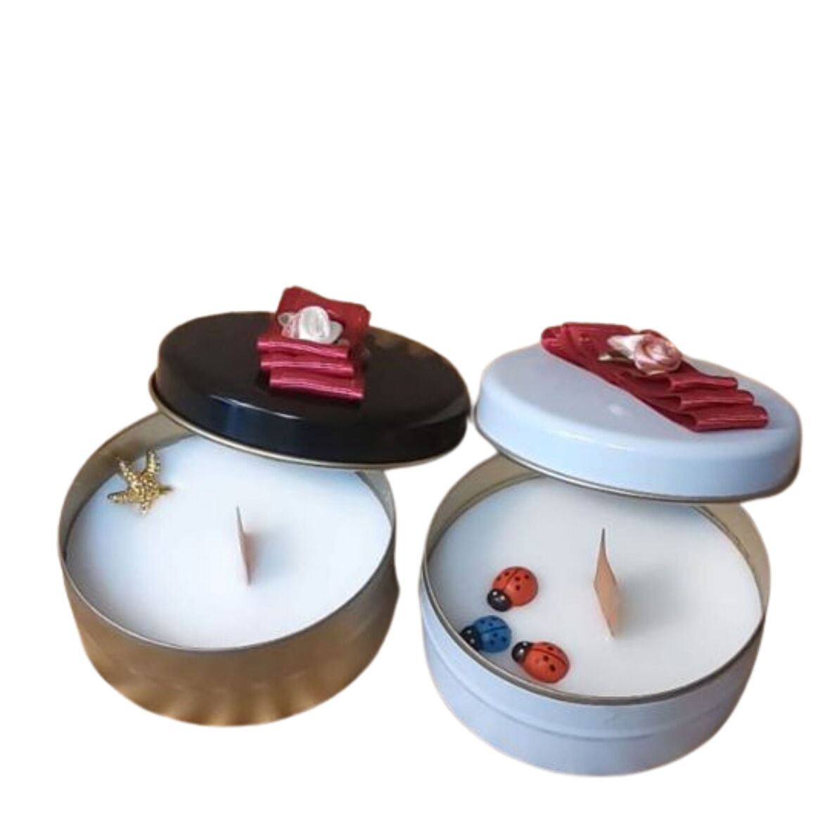 Uretti - Ayşe 7362 5927 El Yapımı 2'li Egzotik Orman Ve Gül Kokulu Metal Kutuda Mum - 3 x 7 cm