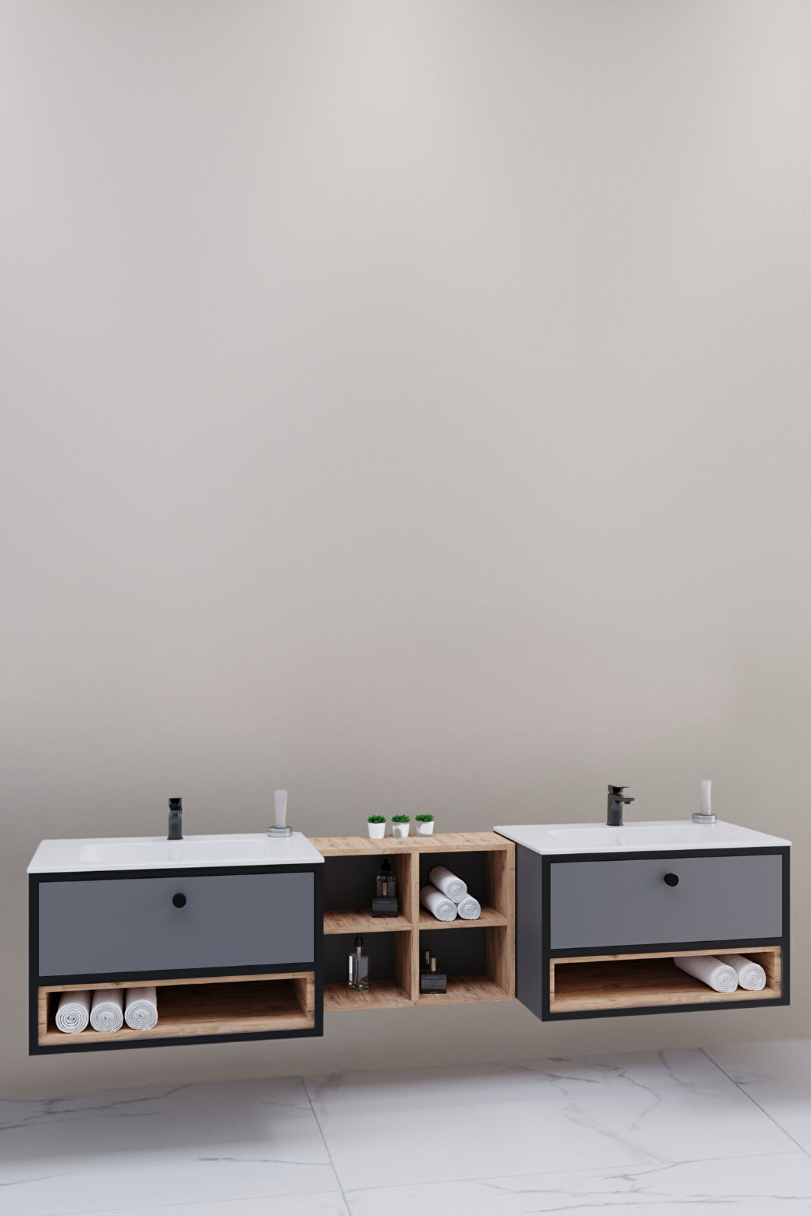 Espero 225 Cm Beyaz Lavabolu Alt Modül
