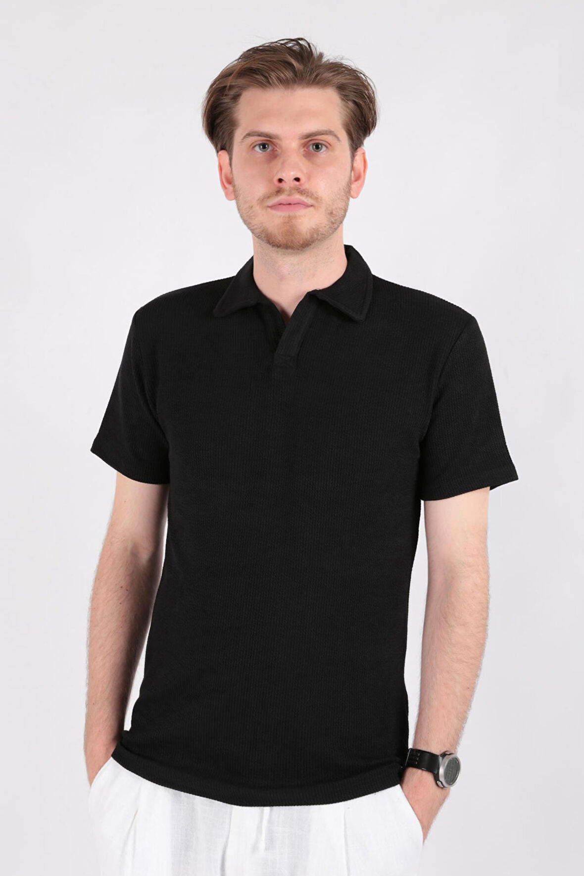 Five Pocket Slım Fıt Erkek Fp24B2063 Yarım Pat Polo Yaka T-Shırt