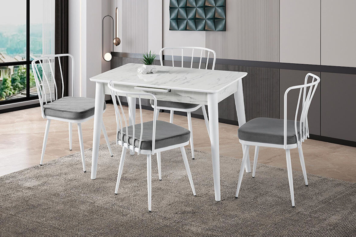 Melisa Buse MDF Açılır Mutfak Masa Takımı 60x100