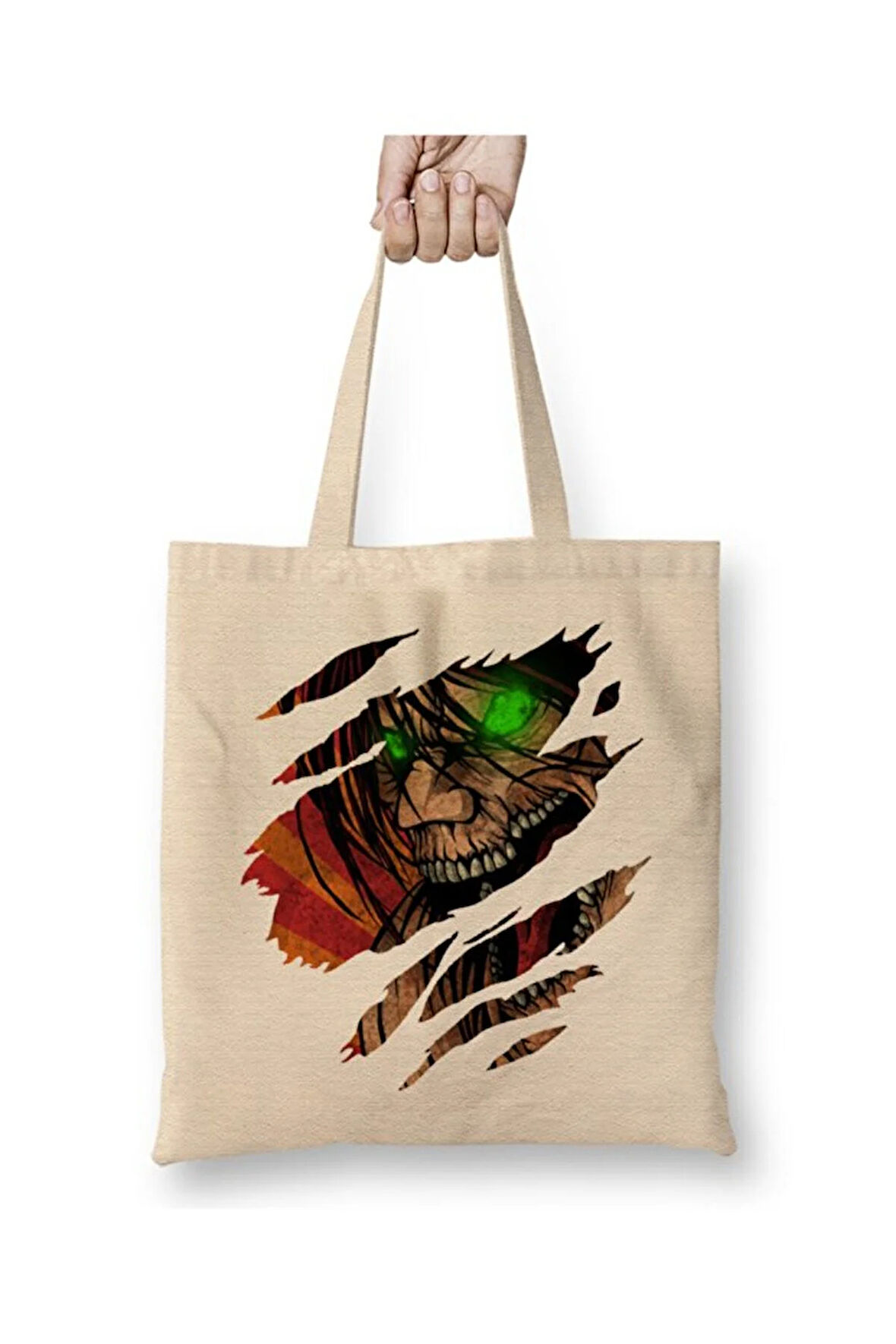 Eren Titan Attack On Titan Bez Çanta Uzun Saplı Alışveriş Çantası Plaj Çantası