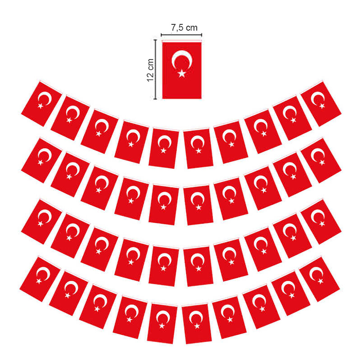 Orta ipli Türk Bayrağı Kağıt İpli Bayrak - 1 Adet