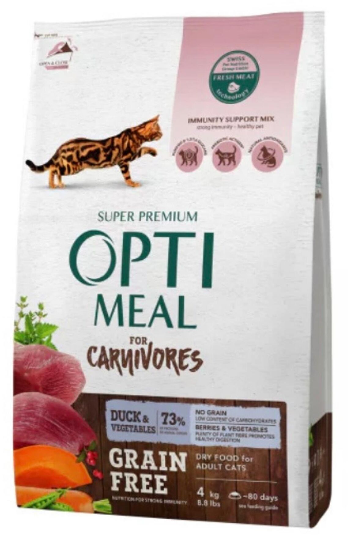 Optimeal Carnivores Ördek Etli Tahılsız Yetişkin Kedi Maması 4 Kg