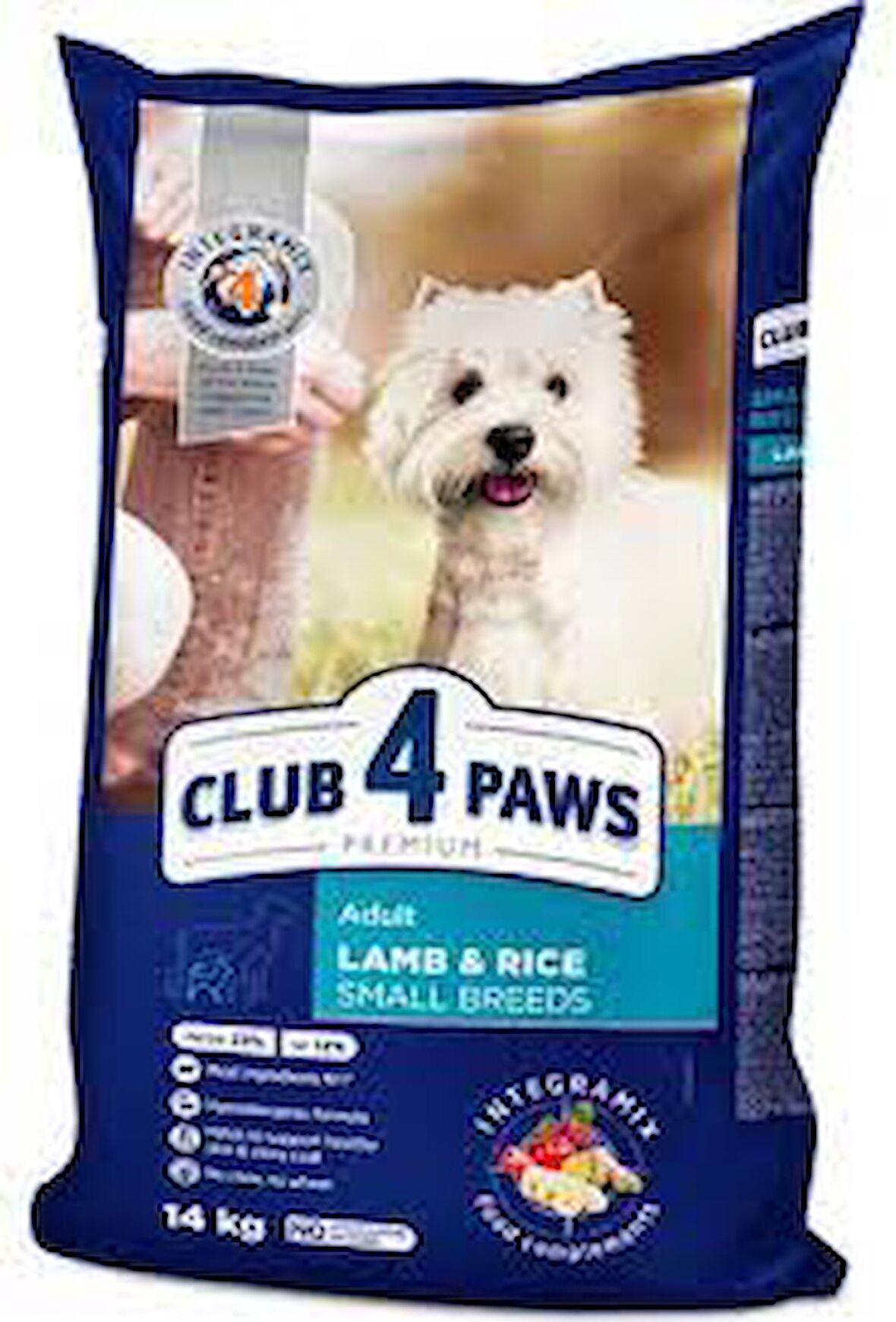 CLUB 4 PAWS PREMİUM KUZU PİRİNÇ KÜÇK IRK YETİŞKİN KÖPEK MAMASI 14KG.