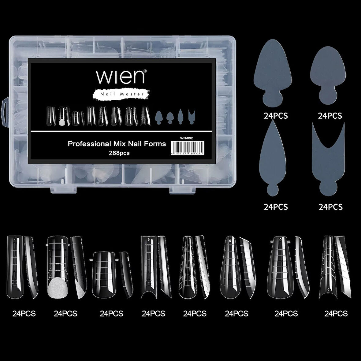 Protez Tırnak Üst Form Jel Polygel Acrygel - Akrijel ve Polijel İçin Üst Form Şablon 288li WN-002
