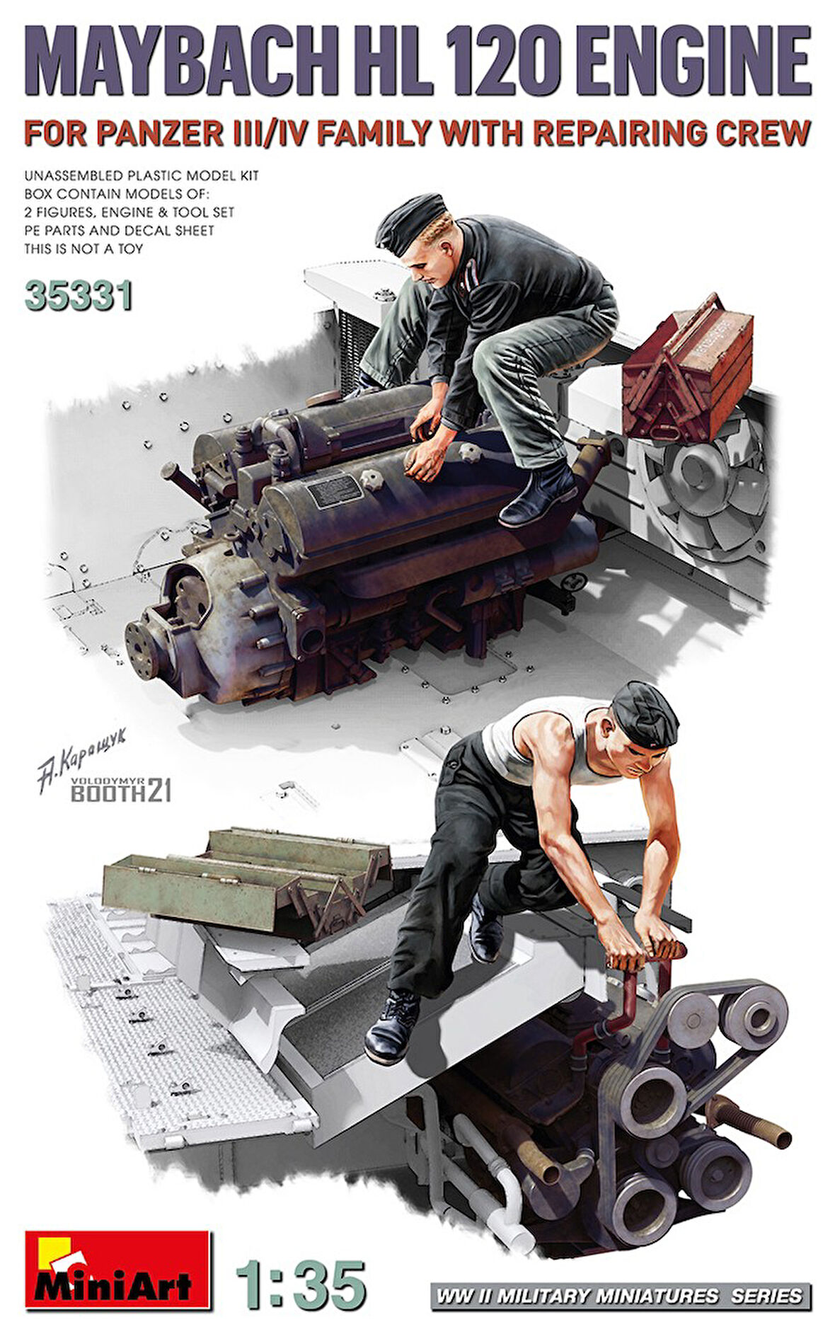 MiniArt 35331 1:35 Panzer III/IV Tür için Maybach HL 120 Motor. Tamir Ekibi ile birlikte.