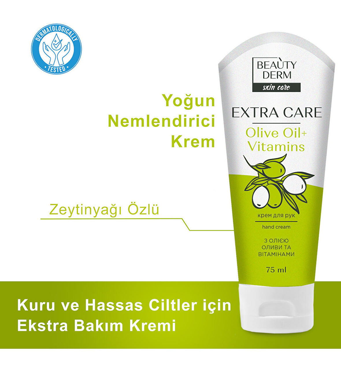 "BEAUTYDERM El kremi ""Ekstra Bakım"", 75 ml Yeşil"