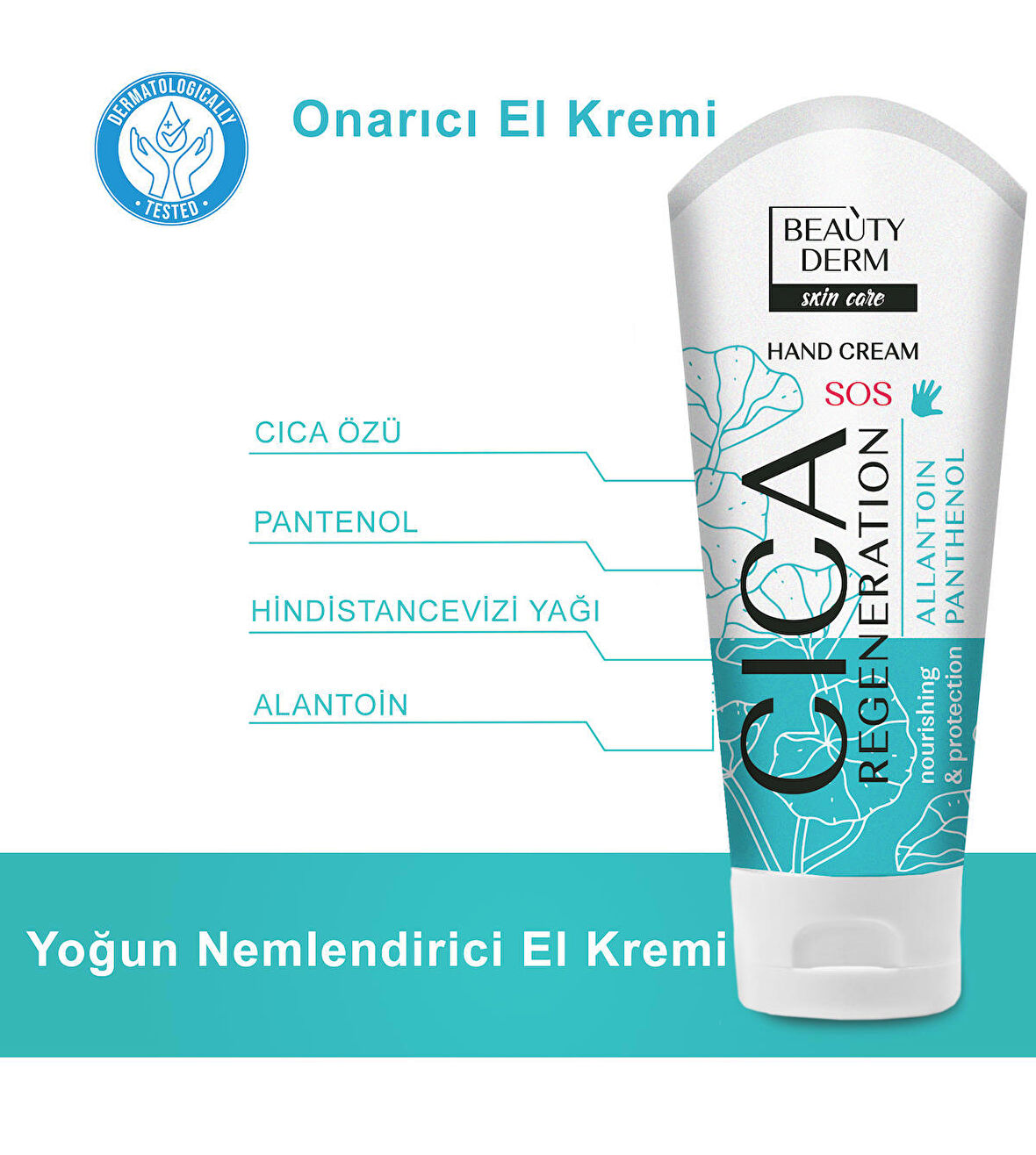 BEAUTYDERM CICA ve allantoin içeren EL Kremi "Rejenerasyon", 75 ml