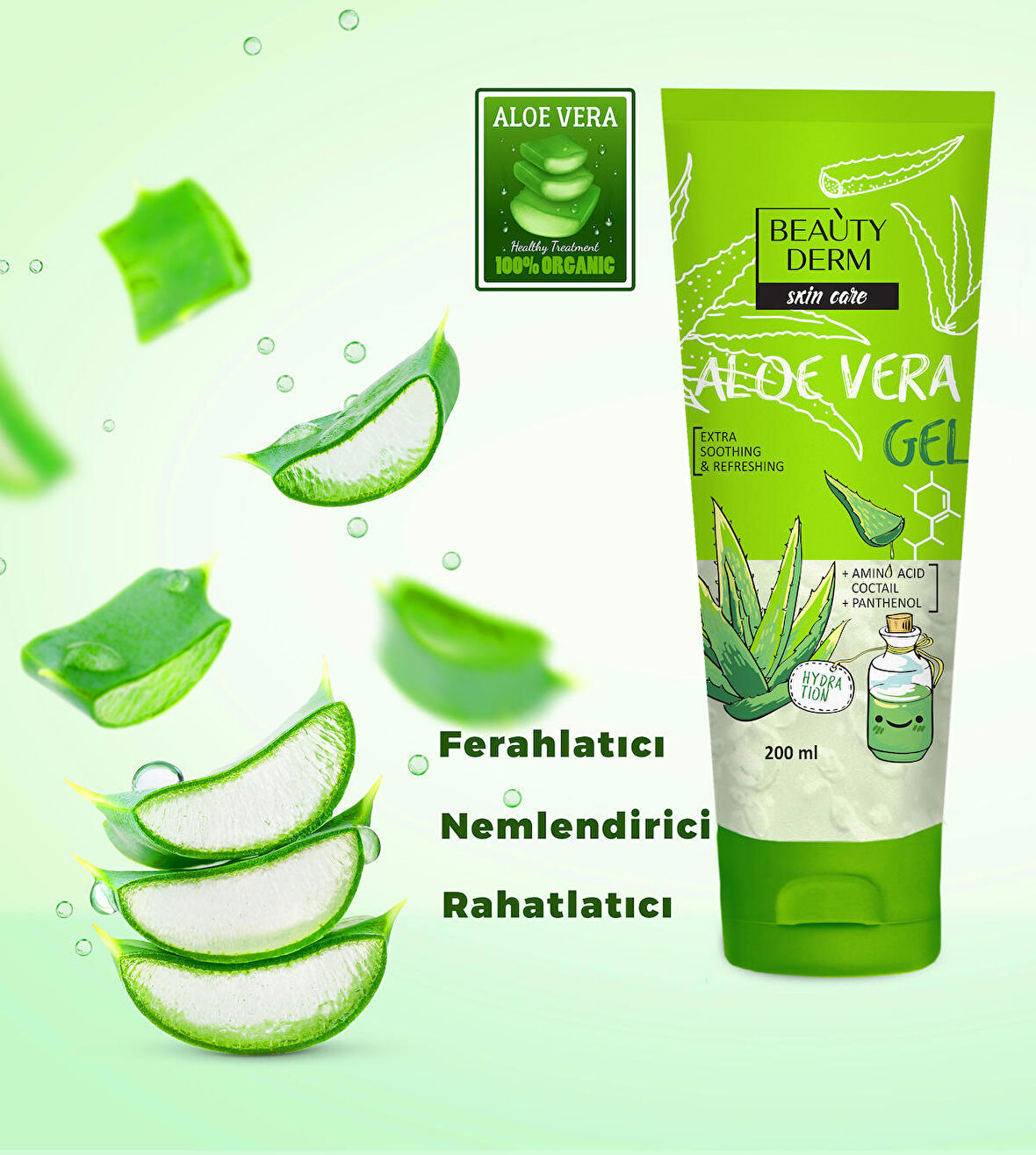 Aloe Vera Jel Nemlendirici Tazeleyici Yatıştırıcı Jel 200 Ml