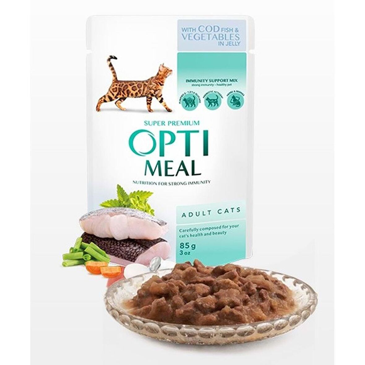 Optimeal Morina Balıklı-Sebzeli Jöleli Yaş Kedi Maması 85 gr JetSepet