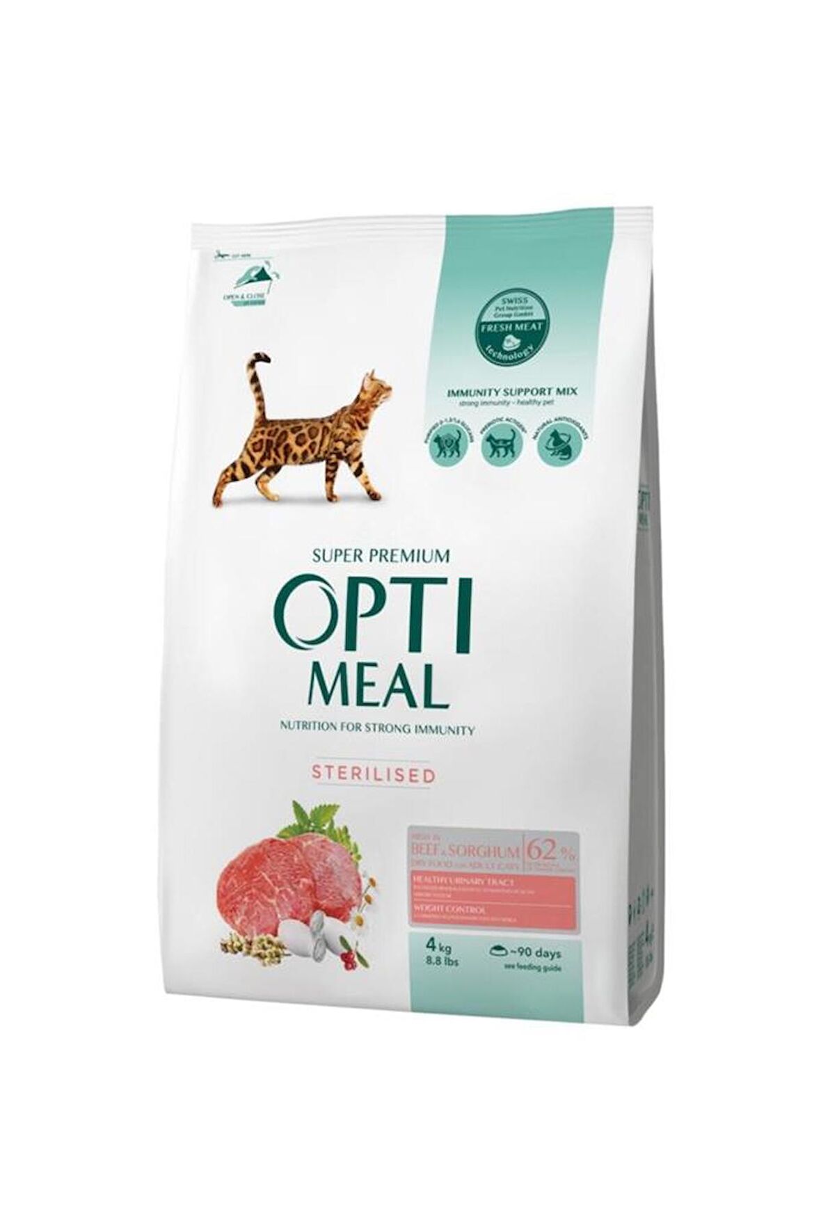 OptiMeal Sterilised Dana Etli Ve Sorgumlu Kısırlaştırılmış Kedi Maması 4 Kg