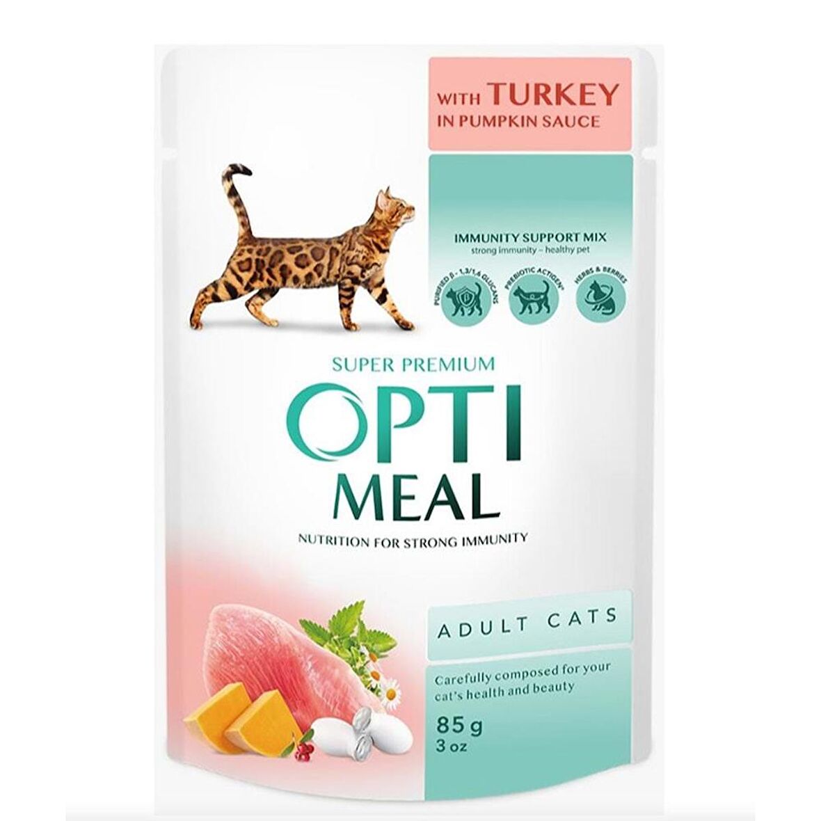 Optimeal Hindili-Balkabağı Soslu Yaş Kedi Maması 85 gr JetSepet