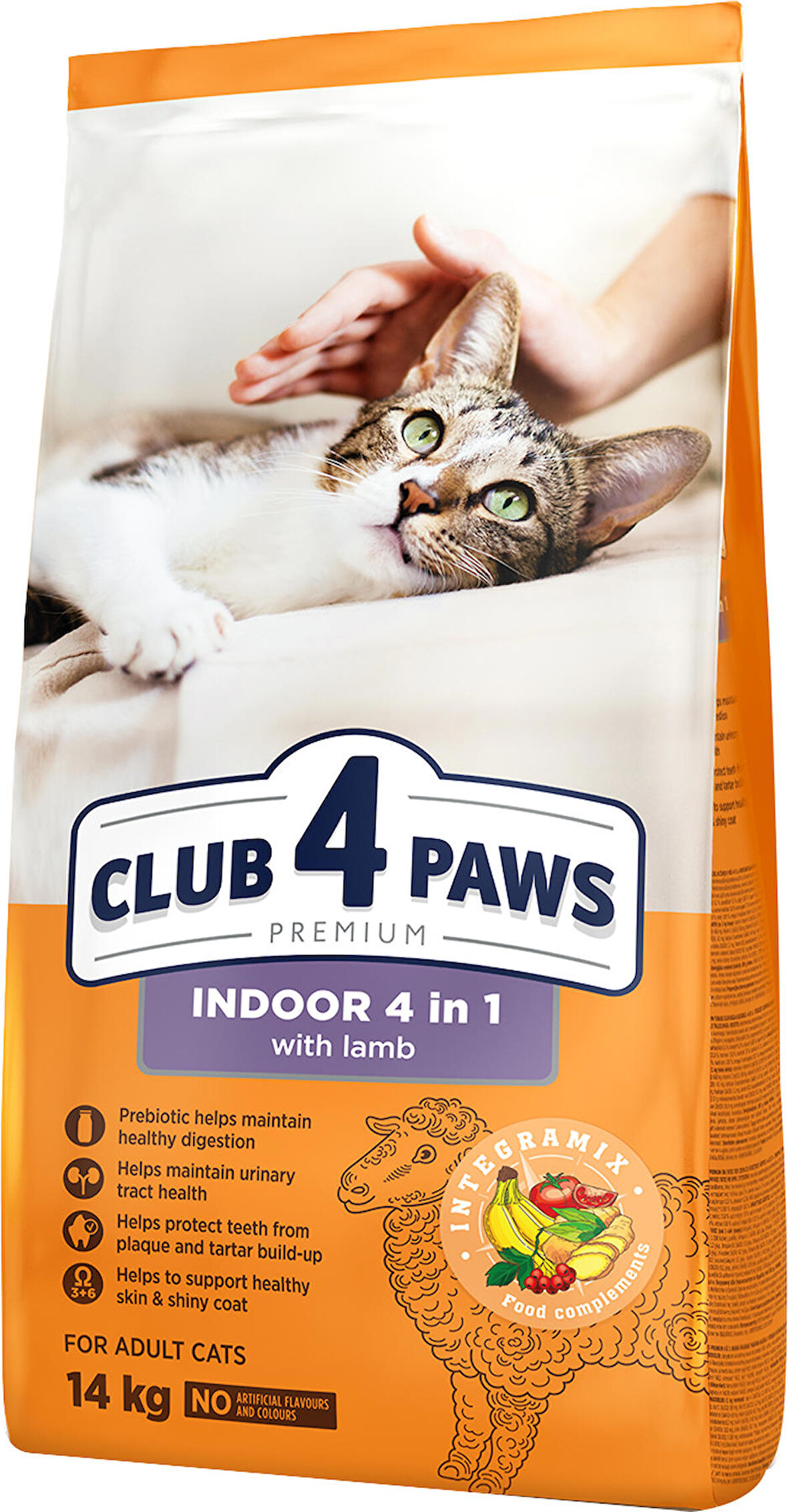 CLUB4PAWS PREMİUM İNDOOR 4 İN 1 KUZU ETLİ KEDİ MAMASI 14 KG