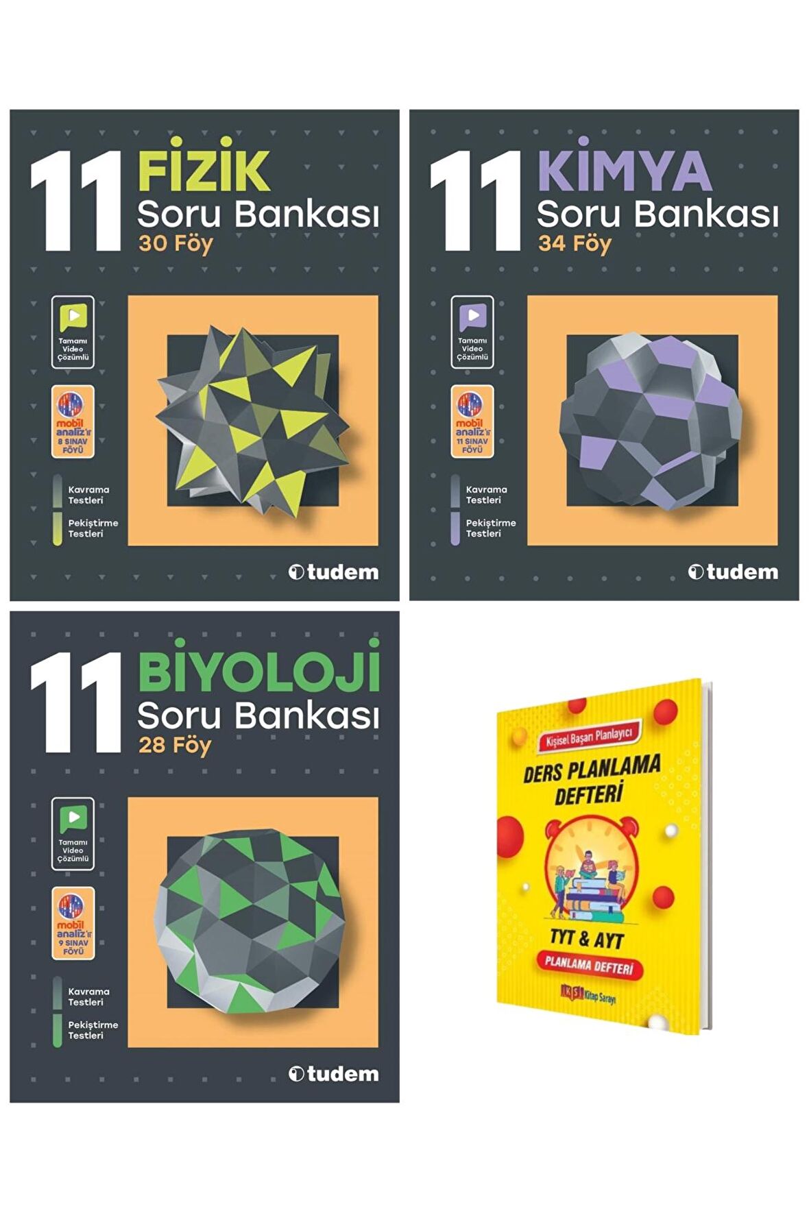 11. Sınıf Fizik Kimya ve Biyoloji Soru Bankası 3lü Set