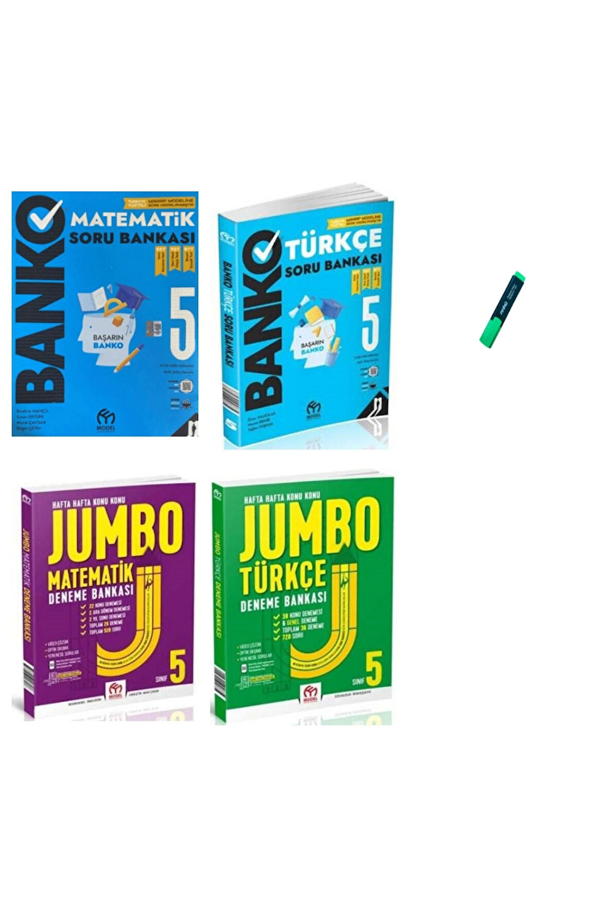 5. Sınıf Matematik - Türkçe Banko Soru Bankası ve Jumbo Deneme 4lü Set