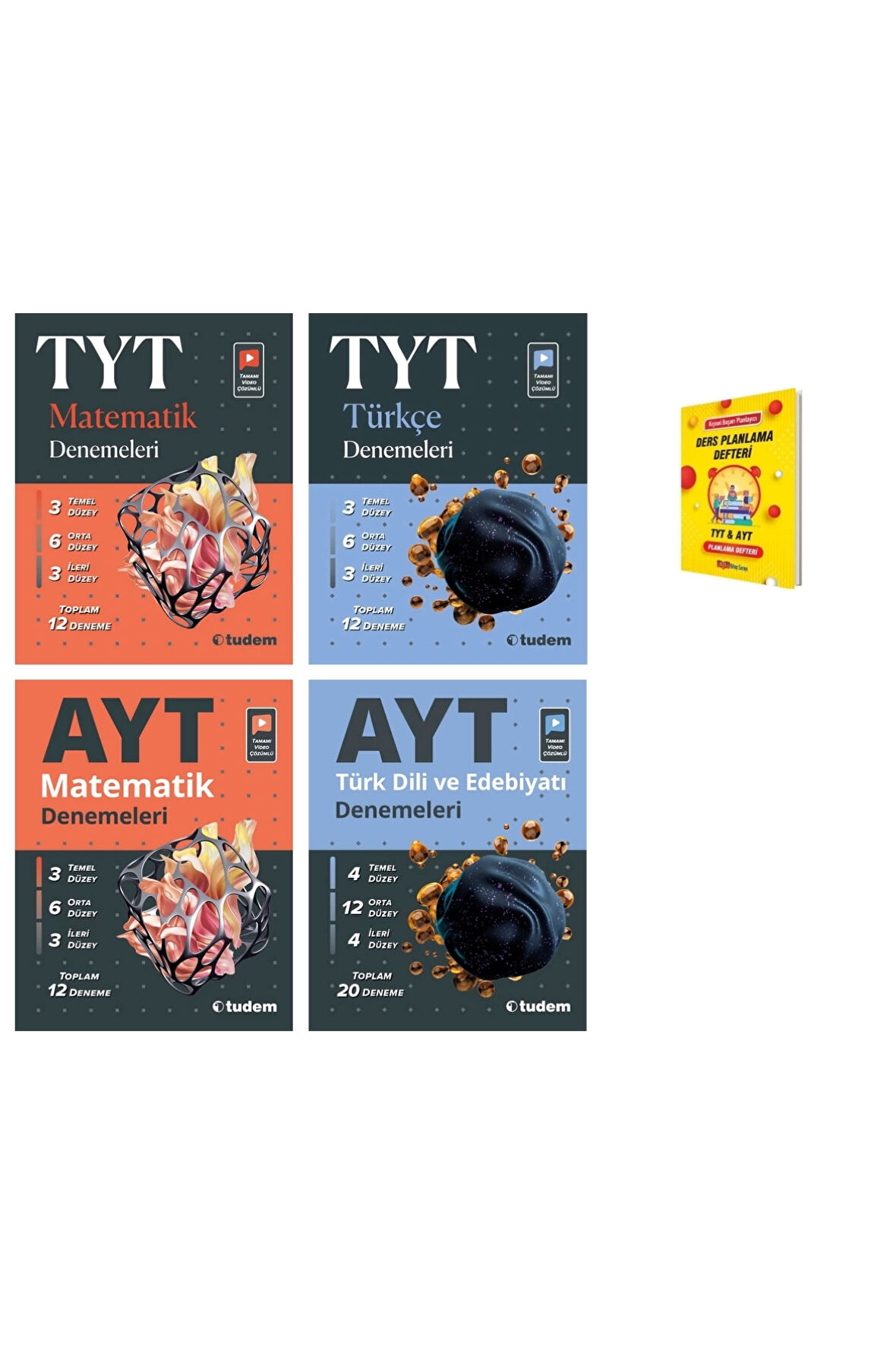 TYT ve AYT Matematik Türkçe ve Edebiyat Denemeleri Eşit Ağırlık 4lü Set