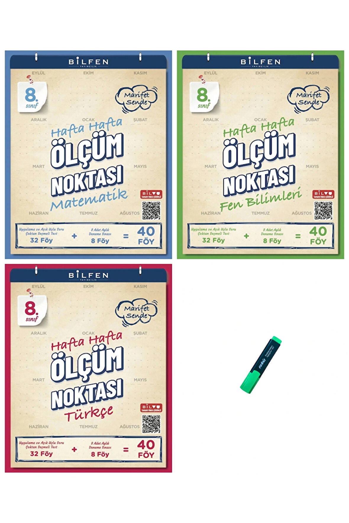LGS 8. Sınıf Ölçüm Noktası Matematik Fen Bilimleri ve Türkçe 3 Kitap