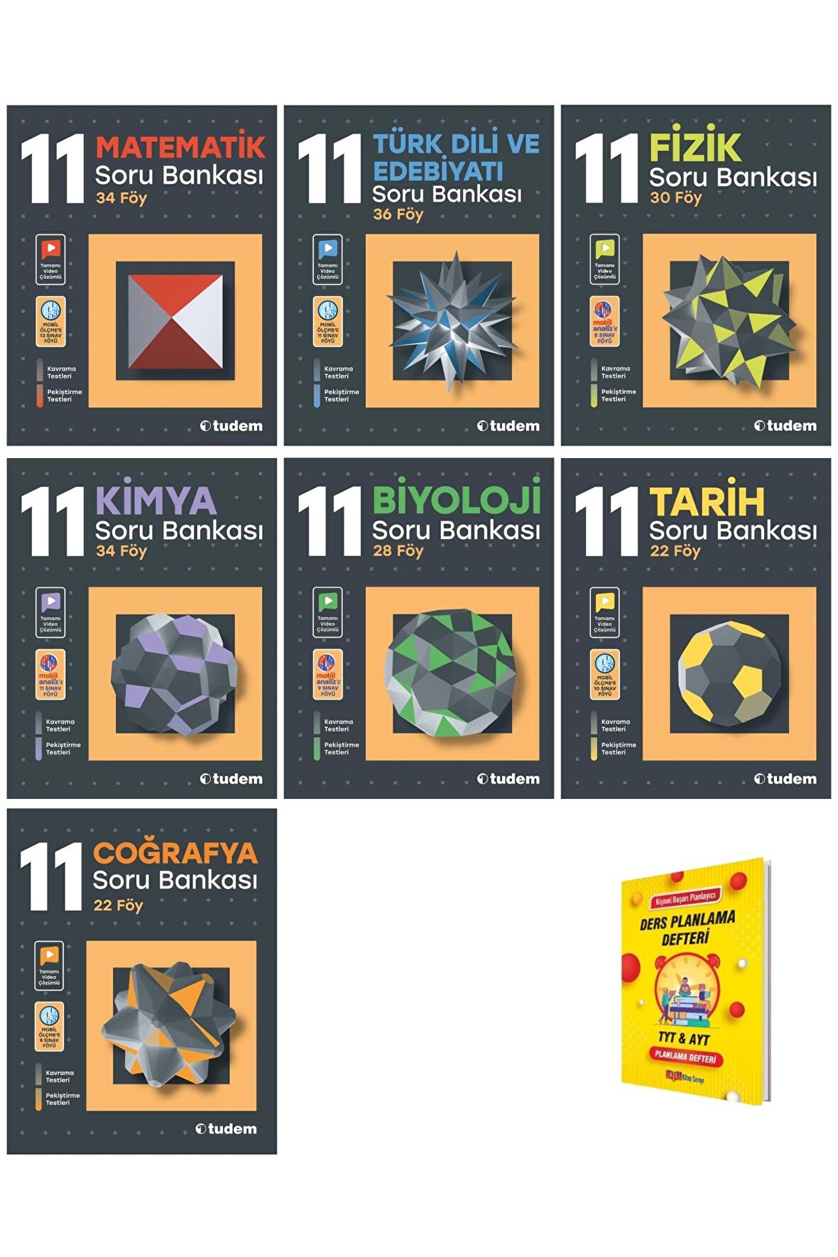 11. Sınıf (Matematik Edebiyat Fizik Kimya Biyoloji Tarih Coğrafya) Tüm Dersler Soru Bankası 7li Set