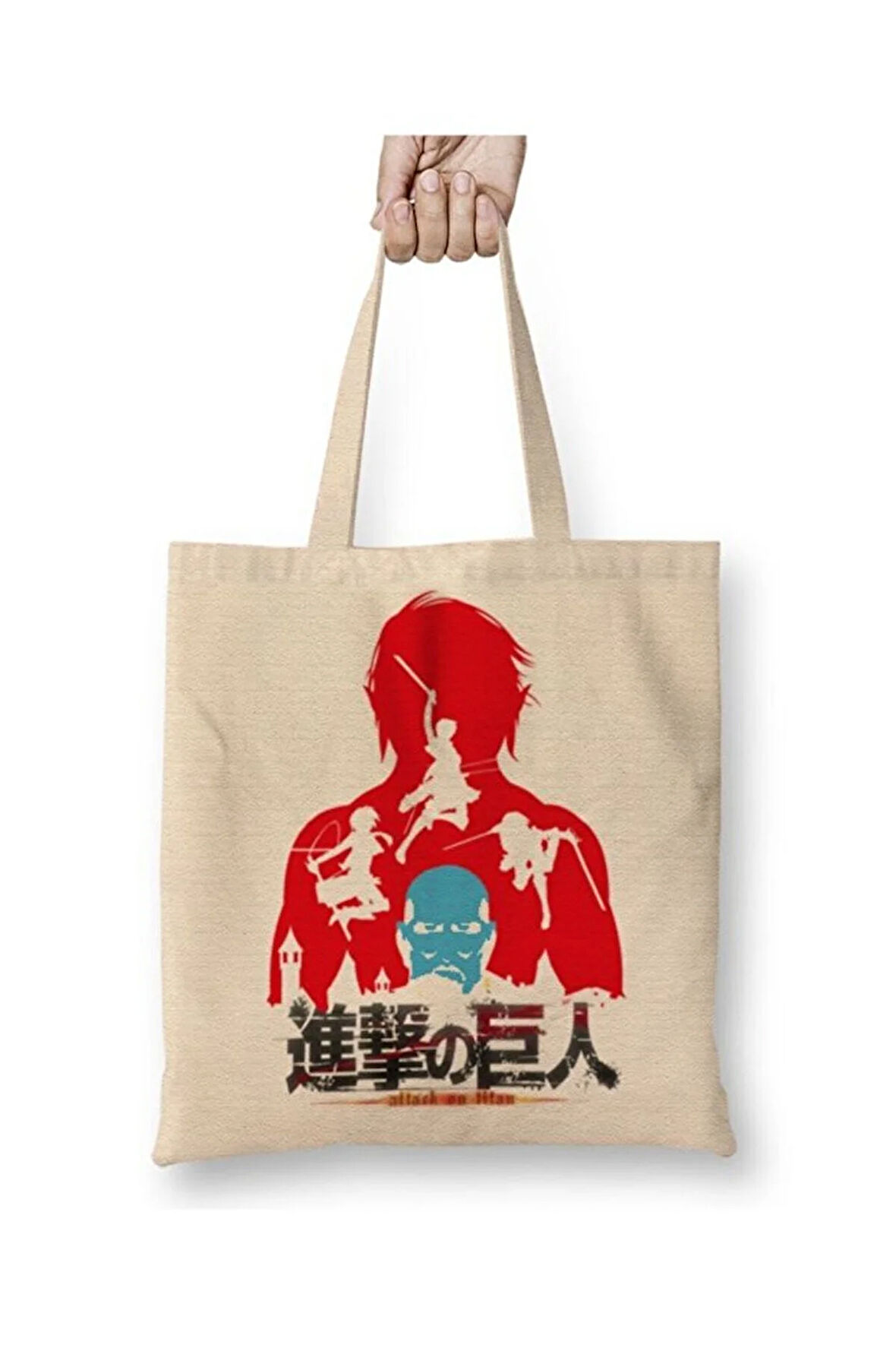 Attack On Titan Bez Çanta Uzun Saplı Alışveriş Çantası Plaj Çantası
