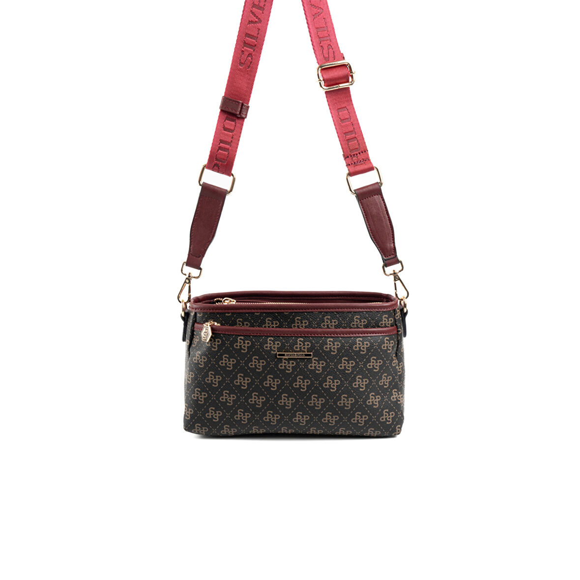 Silver Polo  Kadın Çapraz Çanta 1184-48238 SILVER POLO ÇAPRAZ Kadın ÇANTASI M178 KAHVE SARI-MAT BORDO