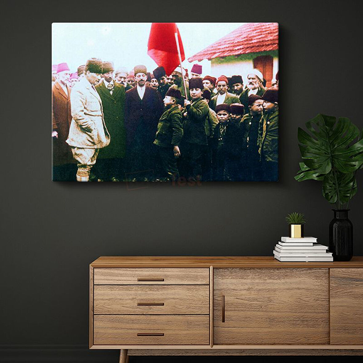 Atatürk ve Gençlik - Bayrak Töreni Kanvas Tablo