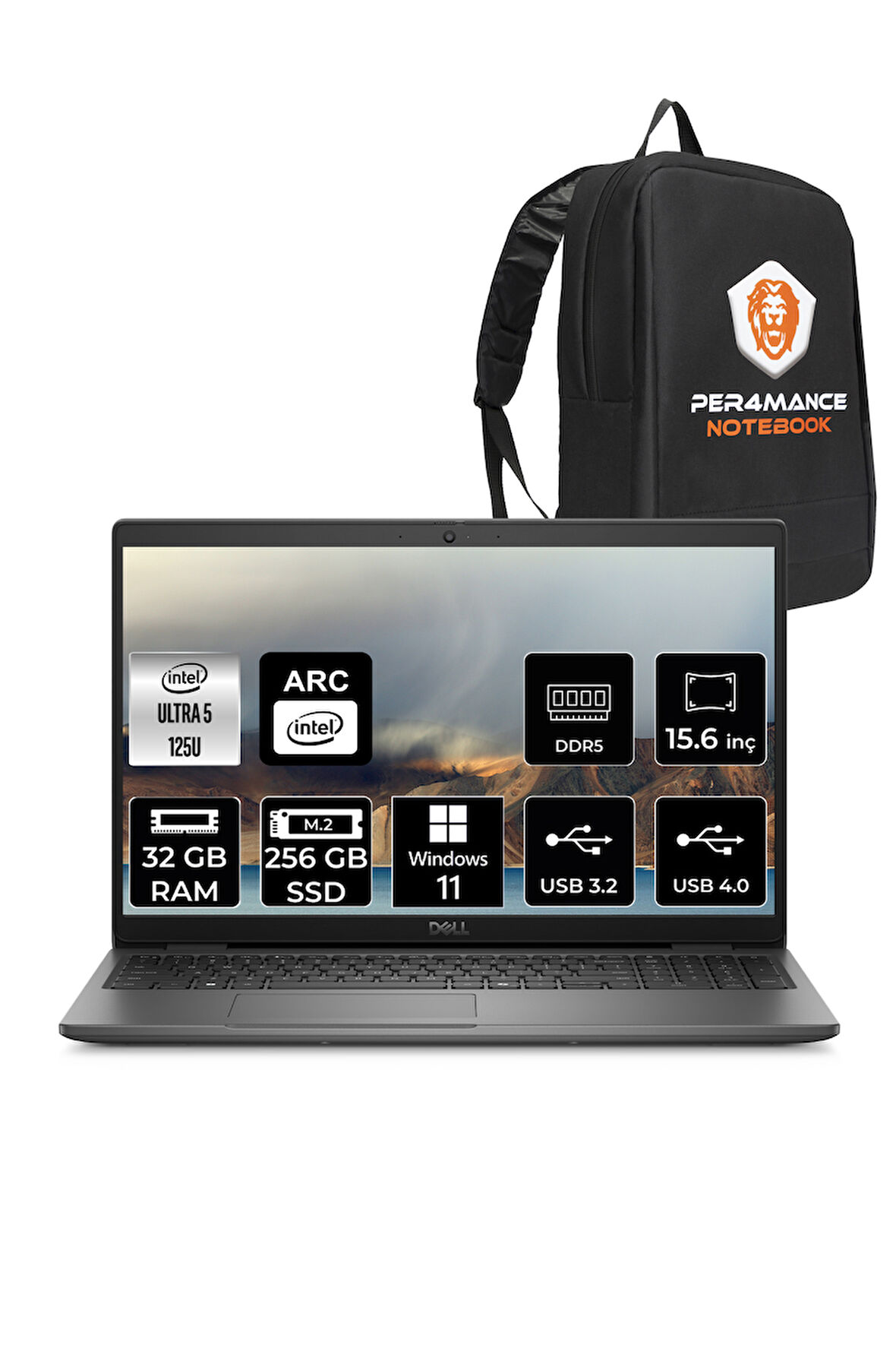 DELL Latitude 3550 Ultra 5 125U 32GB 256GB SSD 15.6'' FHD W11P Taşınabilir Bilgisayar & PER4 ÇANTA