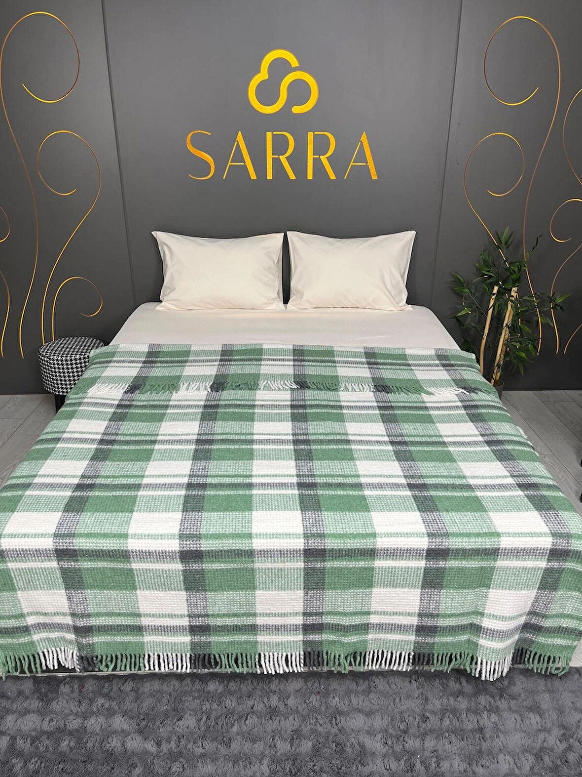 HOME ÇİFT KİŞİLİK SAÇAKLI BATTANİYE - YEŞİL