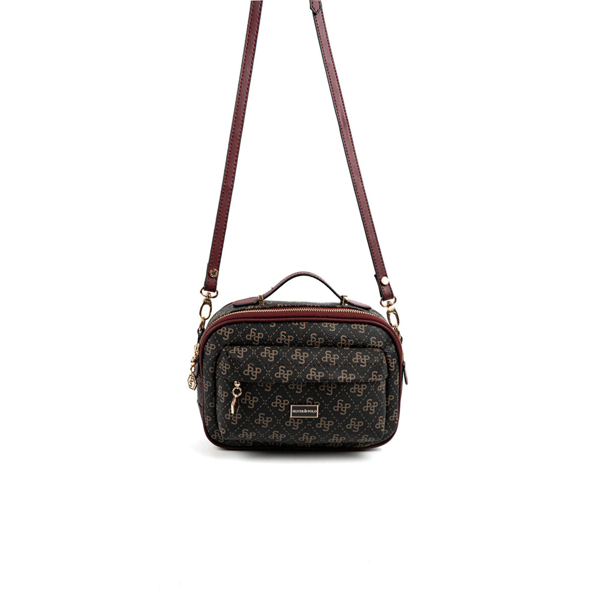 Silver Polo  Kadın Çapraz Çanta 1186-48301 SILVER POLO ÇAPRAZ Kadın ÇANTASI M178 KAHVE SARI-MAT BORDO