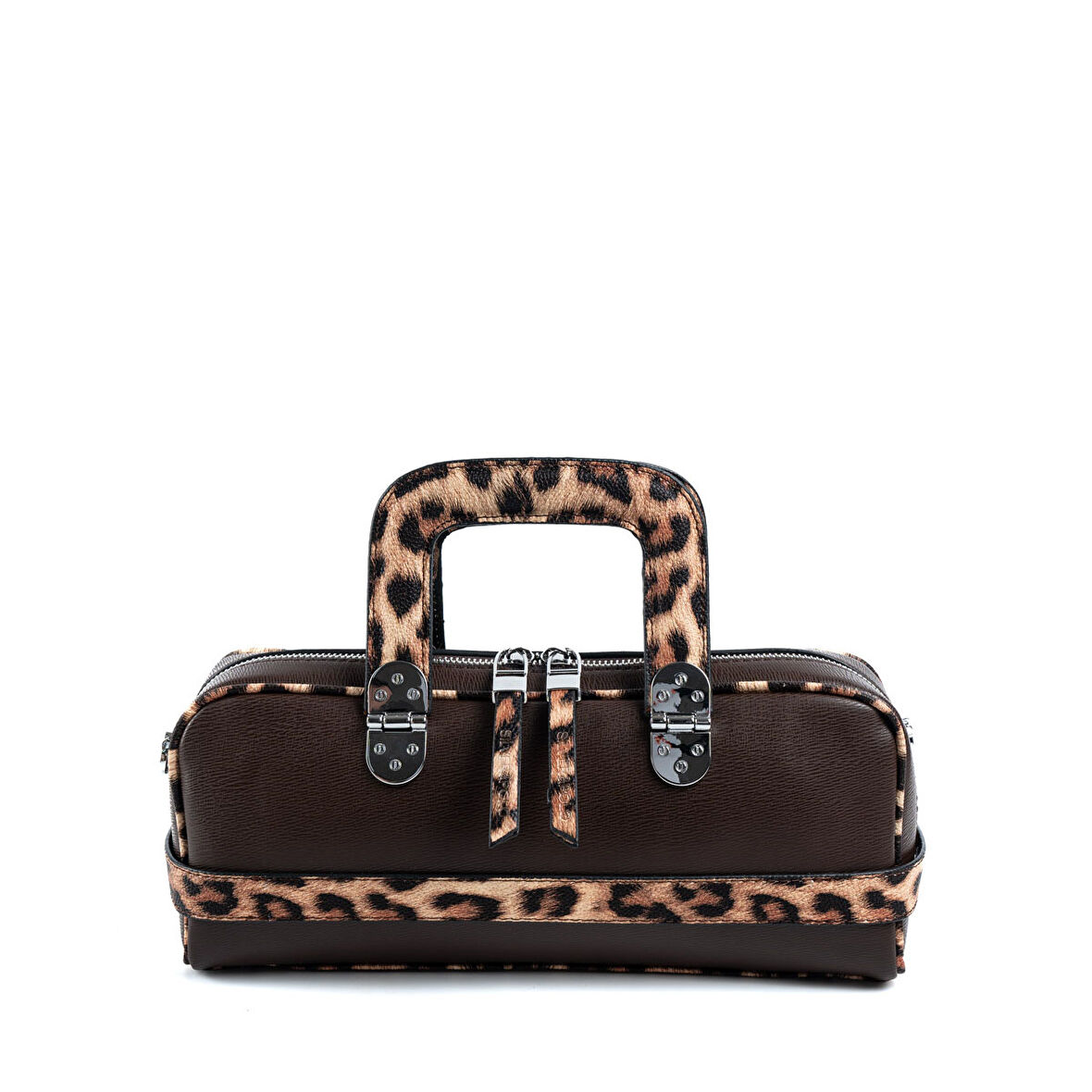 Silver Polo  Kadın Omuz Çantası 1258-48315 SILVER POLO BAYAN ÇANTASI M105 KAHVE-MAT LEOPAR TABA