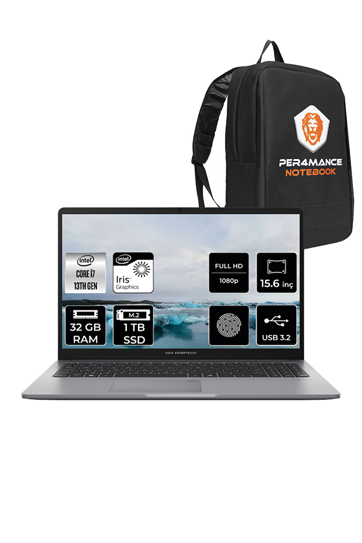Asus Expertbook P1 P1503 i7 13700H 32GB DDR5 1TB SSD 15.6" FHD FREEDOS & PER4 ÇANTA