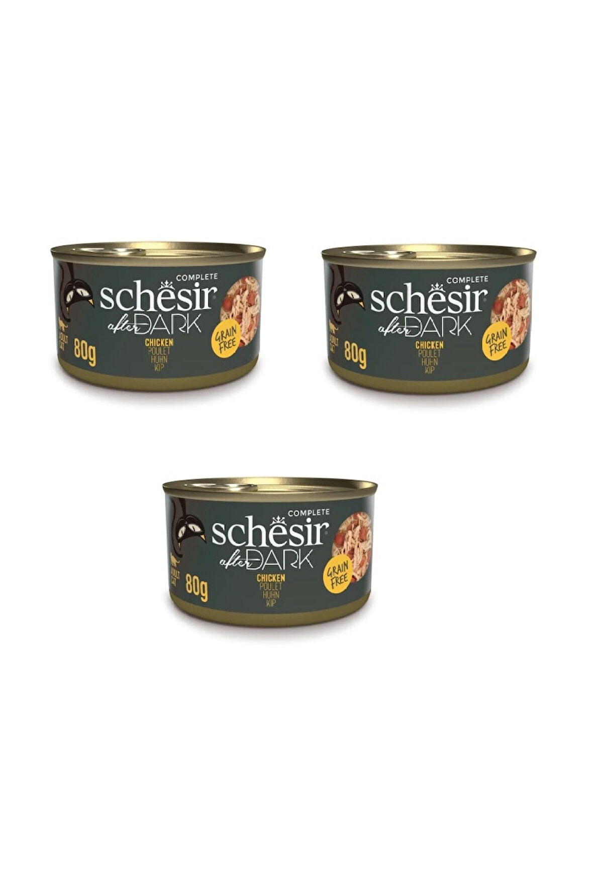 Schesir After Dark Parça Etli Tavuklu Kedi Konserve 80 Gr. X 3 Adet