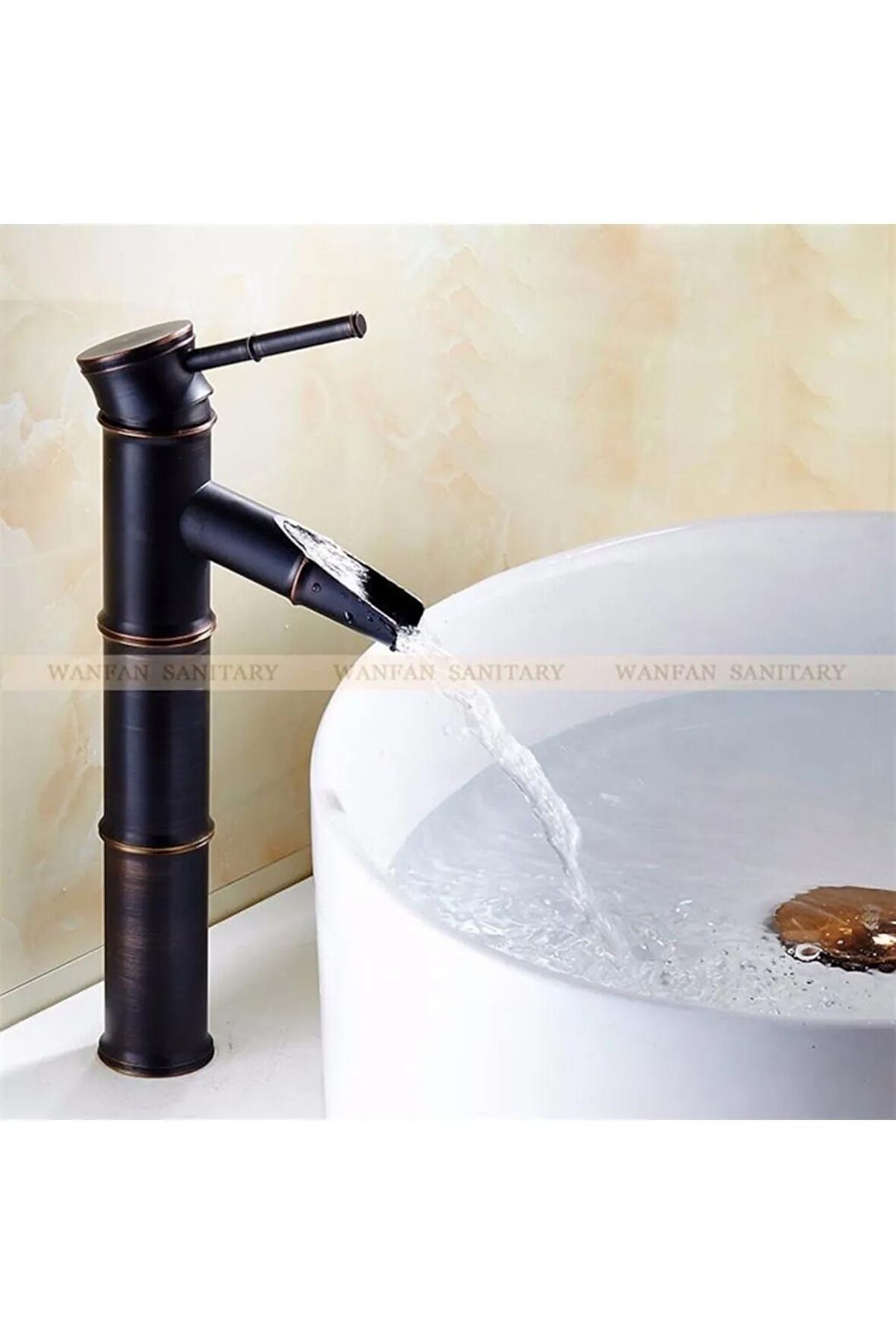 Banyo Lavabo Bataryası Antik Siyah Çanak Lavabo Uzun Yeni