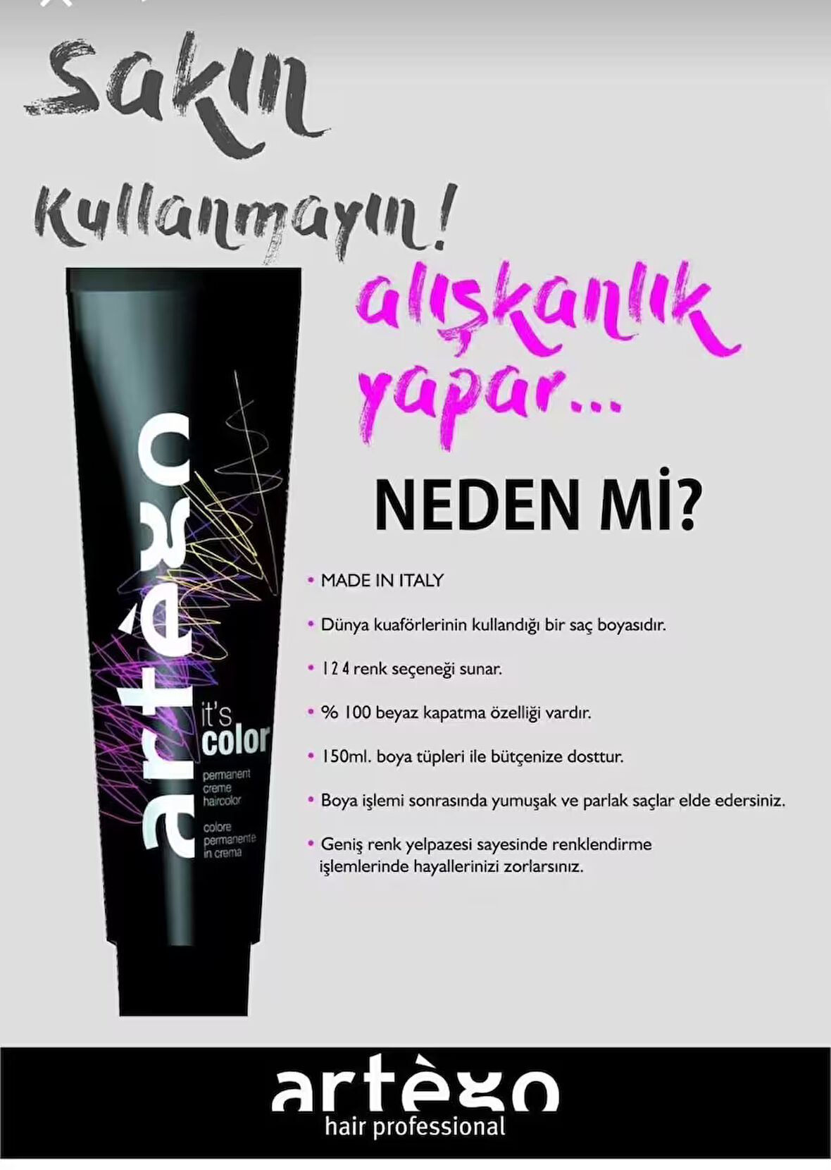 Artego Saç Boyası 3.0 -( 3n) Koyu Kahverengi 150 ml