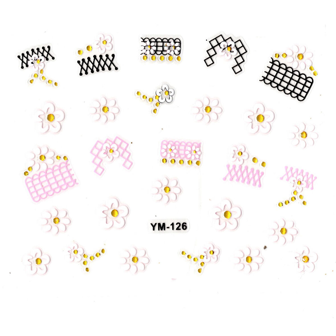 Tırnak Sticker, Tırnak Süsleme, Nail Art (ym-126) - 6X5 cm - Kare Desen Papatya