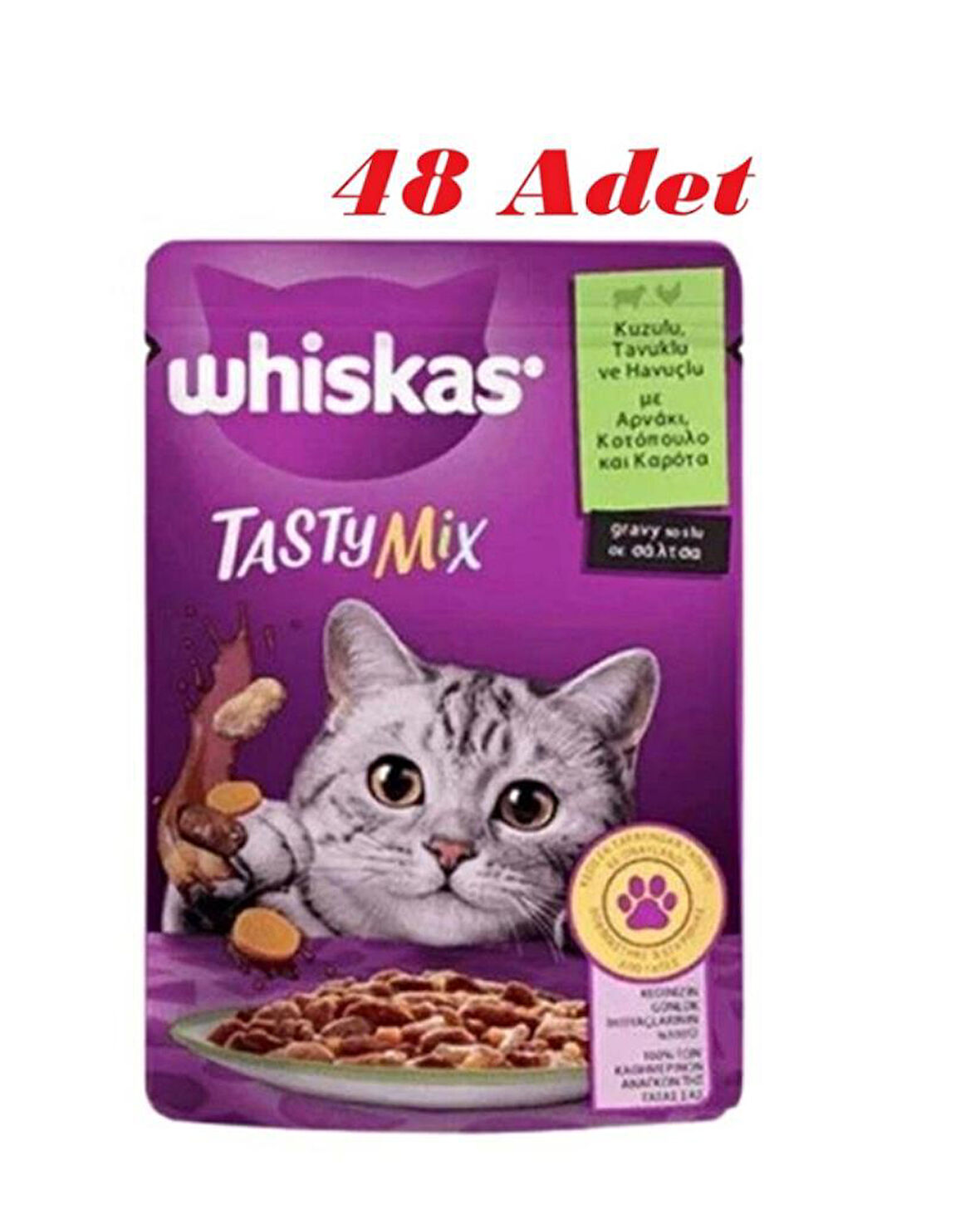 Whiskas Pouch Tastymix Kuzu & Tavuk & Havuçlu Yetişkin Kedi Maması 85 Gr*48 Adet