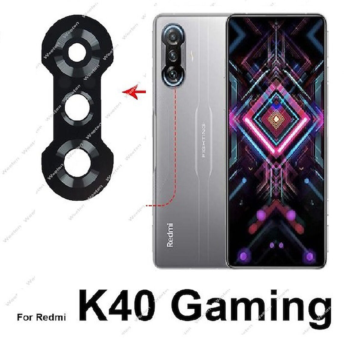 Tkgz Xiaomi K40 GAMİNG Arka Kamera Camı Lens Yapışkanlı