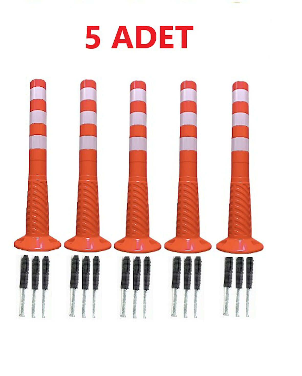 5 Adet Kırmızı Renk Otopark Düzenleyici 75 Cm Eco Delinatör