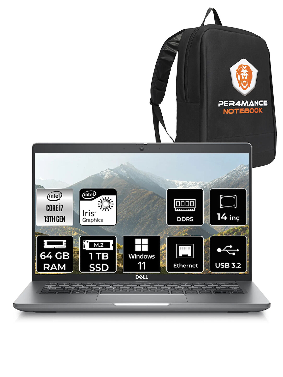 DELL Latitude 5440 i7 1370P 64GB DDR5 1TB SSD 14'' FHD W11P Dizüstü Bilgisayar & PER4 ÇANTA