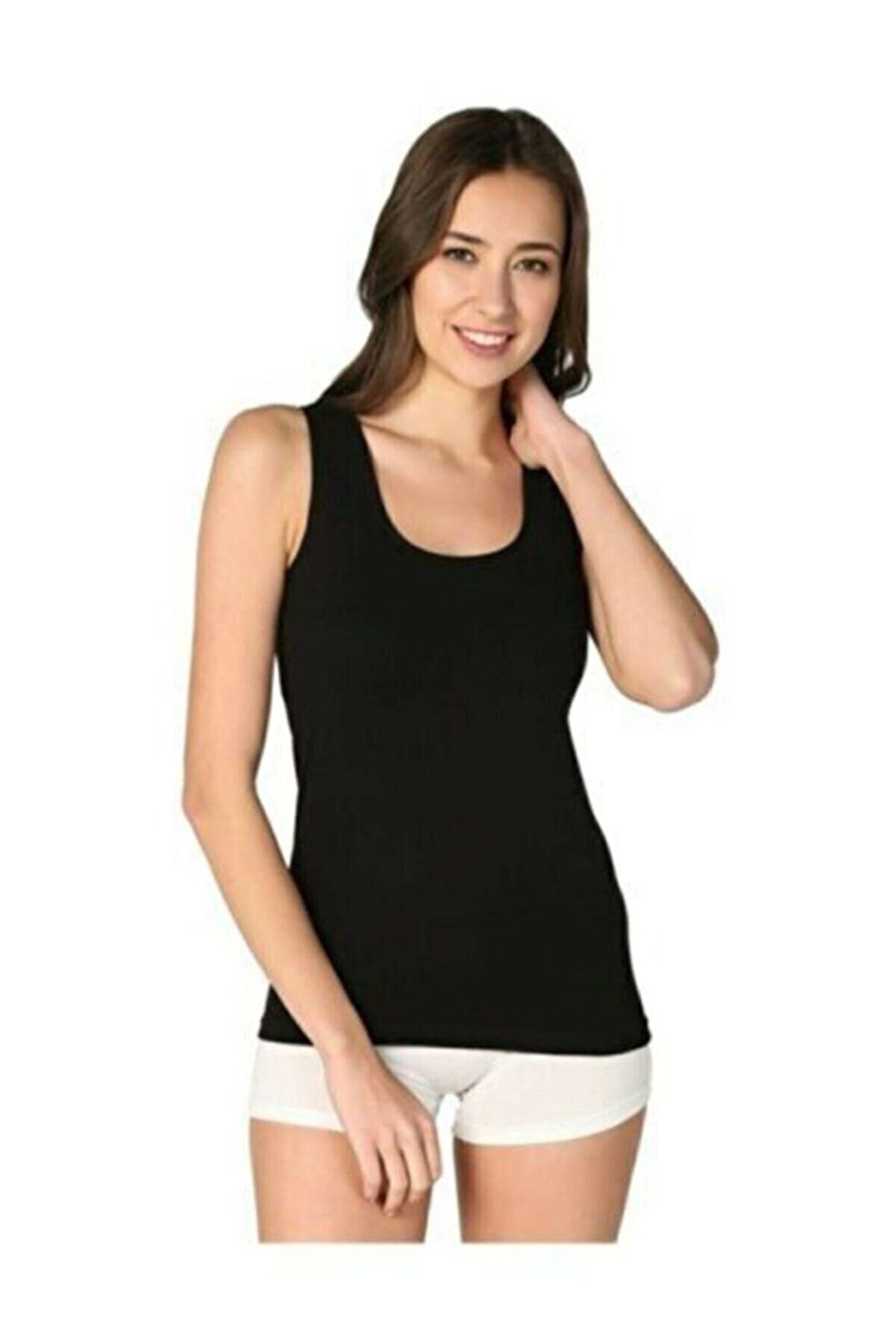 BLUES MODA Özel Üretim %100 Pamuk Kadın  Geniş Askı Beyaz Atlet 6'LI